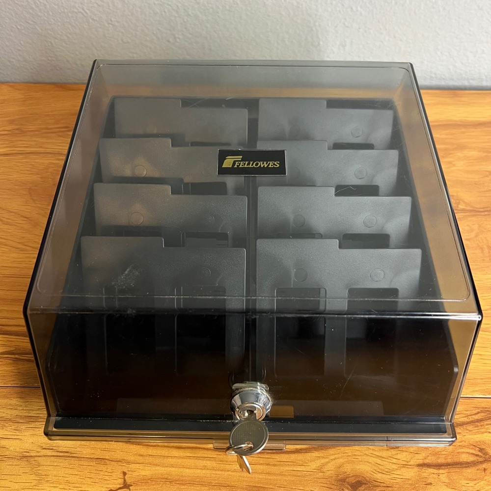 Fellowes 3.5" Diskette Filing Tray 95090 Floppy Disk Storage Locking w/ Keys